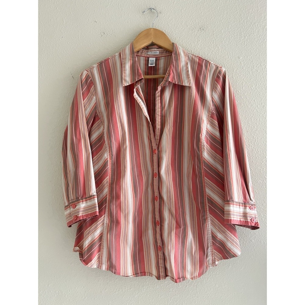 Old Navy Striped Button Up Shirt Women's XL(small) Pastel Casual Cottage Coastal